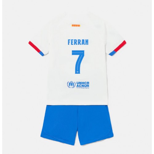 Dětský fotbalový dres Barcelona Ferran Torres #7 2023-24 Venkovní Krátký Rukáv (+ trenýrky)